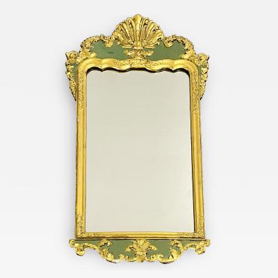 Antique Hollywood Regency Wall Console Mirror Parcel Gilt and Paint Decorated