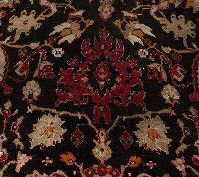 Antique Indian Agra Bold Botanic Handmade Wool Rug