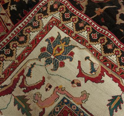 Antique Indian Agra Bold Botanic Handmade Wool Rug