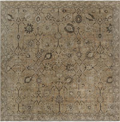 Antique Indian Amritsar Beige Brown Handmade Wool Rug