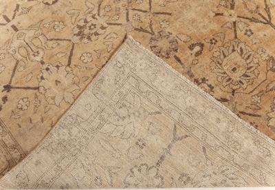 Antique Indian Amritsar Beige Brown Handmade Wool Rug