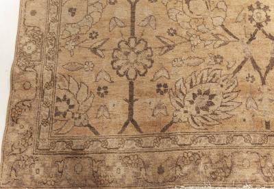 Antique Indian Amritsar Beige Brown Handmade Wool Rug