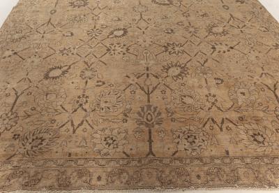 Antique Indian Amritsar Beige Brown Handmade Wool Rug