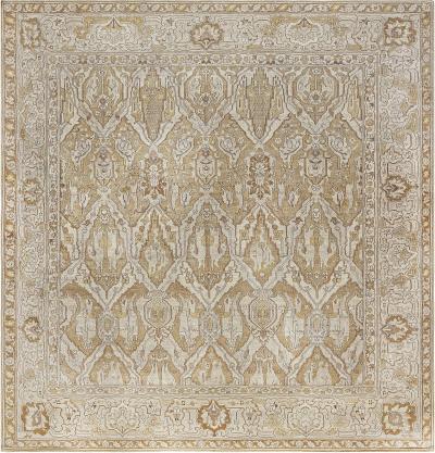 Antique Indian Amritsar Beige Brown and Gold Rug Size Adjusted 