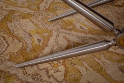 Antique Indian Amritsar Beige Brown and Gold Rug Size Adjusted 