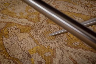 Antique Indian Amritsar Beige Brown and Gold Rug Size Adjusted 