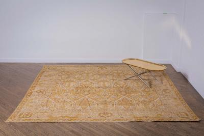 Antique Indian Amritsar Beige Brown and Gold Rug Size Adjusted 