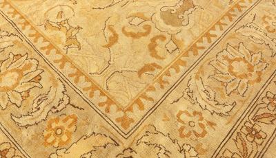 Antique Indian Amritsar Botanic Brown Hand Knotted Wool Carpet