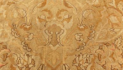 Antique Indian Amritsar Botanic Brown Hand Knotted Wool Carpet