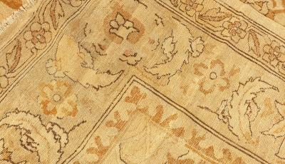 Antique Indian Amritsar Botanic Brown Hand Knotted Wool Carpet