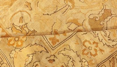 Antique Indian Amritsar Botanic Brown Hand Knotted Wool Carpet