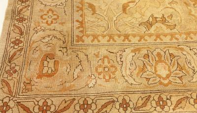 Antique Indian Amritsar Botanic Brown Hand Knotted Wool Carpet