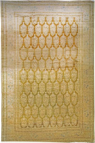 Antique Indian Botanic Handmade Wool Rug