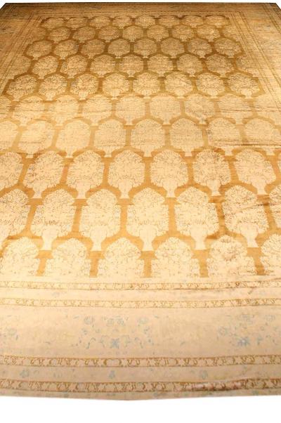 Antique Indian Botanic Handmade Wool Rug