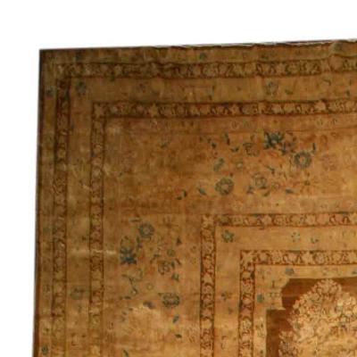 Antique Indian Botanic Handmade Wool Rug