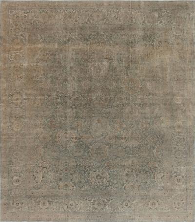 Antique Indian Botanic Handwoven Wool Rug
