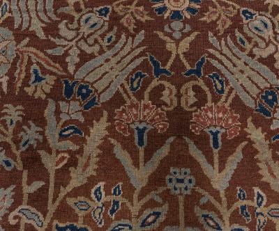 Antique Indian Brown Handmade Wool Rug