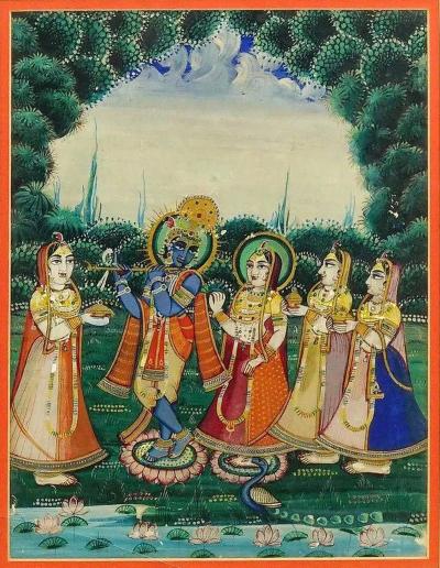 Antique Indian Mughal Mixed Media Miniature Painting