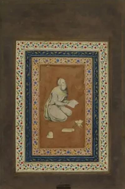 Antique Indian Mughal School Miniature Painting Old Man