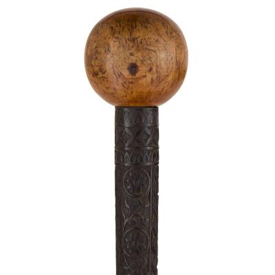 Antique Indian carved wood folk art walking stick