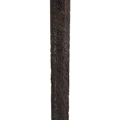 Antique Indian carved wood folk art walking stick