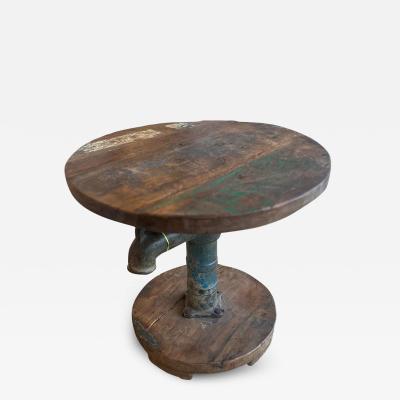 Antique Industrial Chic Iron Wood Side Table