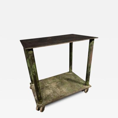 Antique Industrial Factory Table on Casters