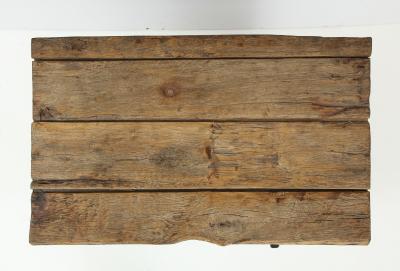 Antique Industrial Metal Chest of Drawers with Chunky Wood Top c 1900 