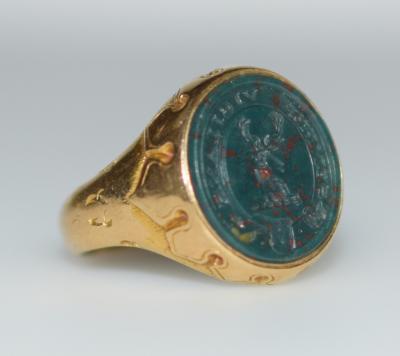 Antique Intaglio Signet Ring Blood Stone and Gold