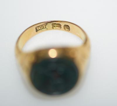 Antique Intaglio Signet Ring Blood Stone and Gold