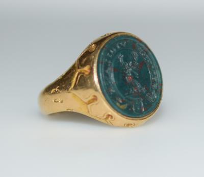 Antique Intaglio Signet Ring Blood Stone and Gold