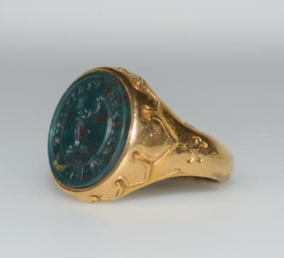 Antique Intaglio Signet Ring Blood Stone and Gold