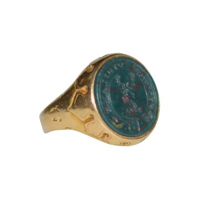 Antique Intaglio Signet Ring Blood Stone and Gold