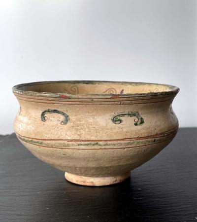 Antique Islamic Ceramic Glazed Bowl with Splashed and Sgraffito Decoration