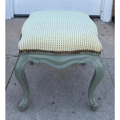 Antique Italian Baroque Green Paint Decorated Footstool Ottoman Bench