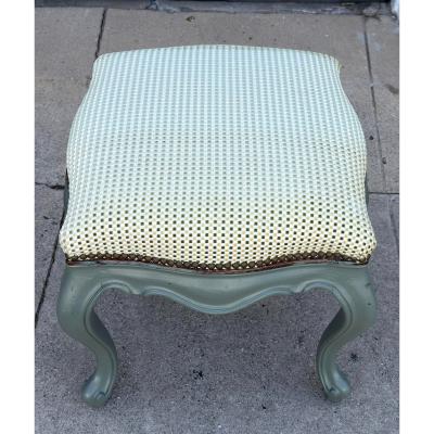 Antique Italian Baroque Green Paint Decorated Footstool Ottoman Bench
