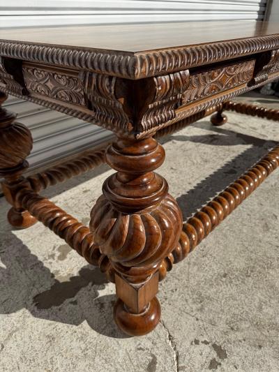 Antique Italian Baroque Style Barley Twist Walnut Writing Table
