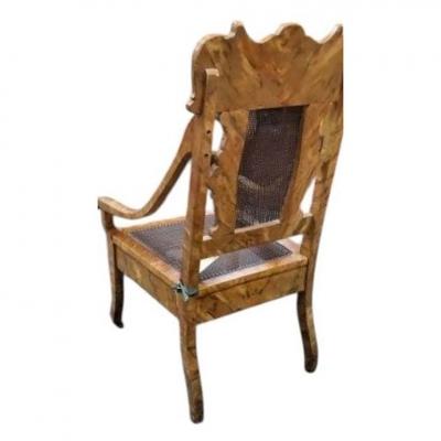 Antique Italian Carved Angel Dolphin Burlwood Angel Chair