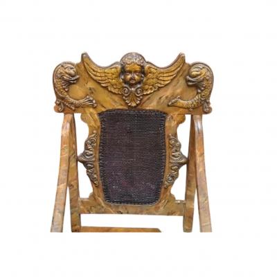 Antique Italian Carved Angel Dolphin Burlwood Angel Chair
