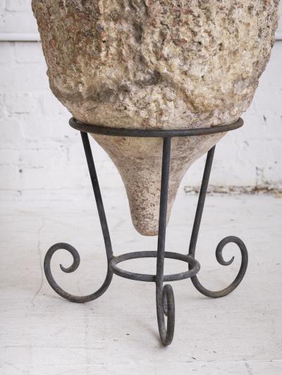 Antique Italian Earthenware Vessel on Iron Stand