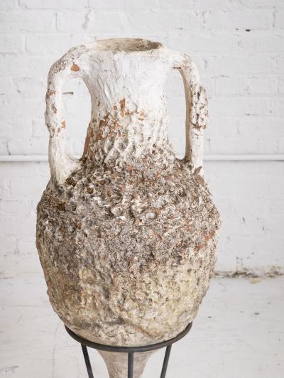 Antique Italian Earthenware Vessel on Iron Stand