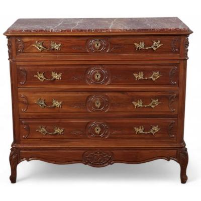 Antique Italian Gilt Bronze Mounted Walnut Commode
