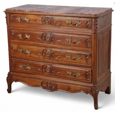 Antique Italian Gilt Bronze Mounted Walnut Commode