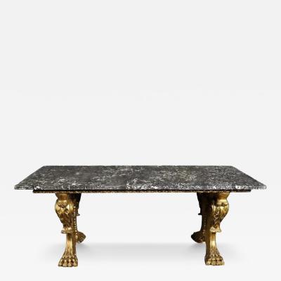 Antique Italian Giltwood Marble Top Carved Coffee Table