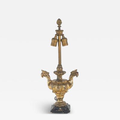 Antique Italian Giltwood Urn Now a Lamp