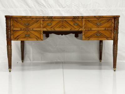 Antique Italian Louis XVI Walnut Bronze Leather Partner s Writing Desk