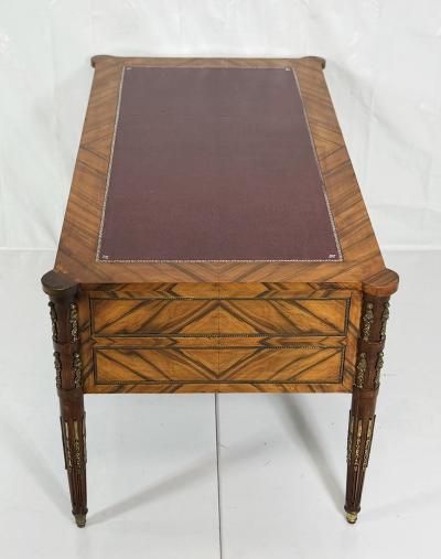 Antique Italian Louis XVI Walnut Bronze Leather Partner s Writing Desk
