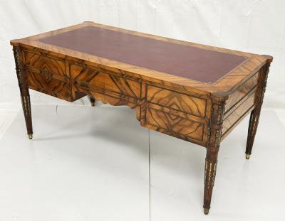 Antique Italian Louis XVI Walnut Bronze Leather Partner s Writing Desk
