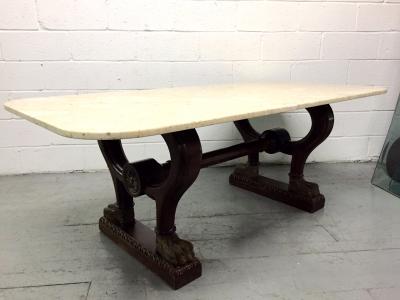 Antique Italian Marble Walnut Table