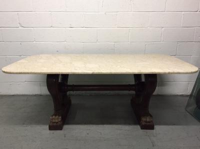 Antique Italian Marble Walnut Table